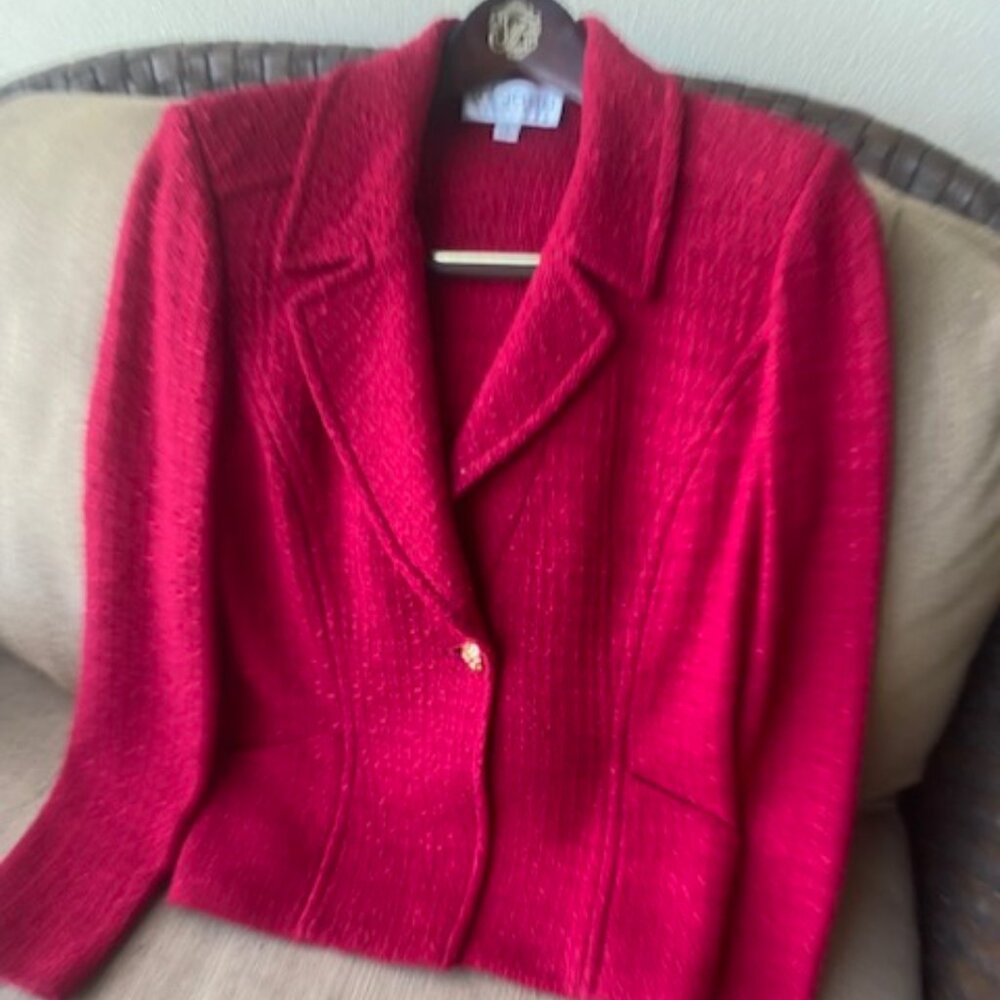 St. John Collection Red Knit Jacket Blazer Sz6